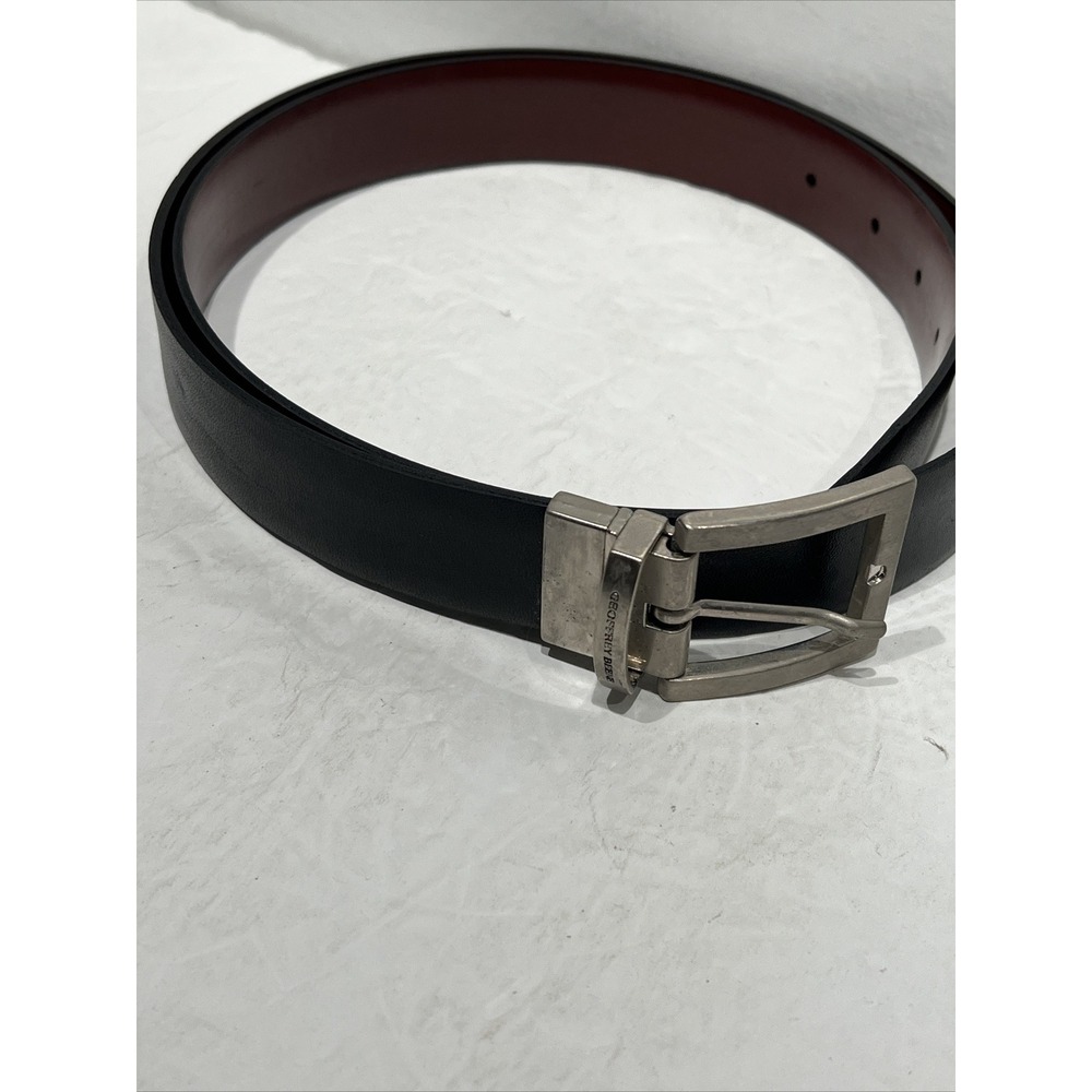 Geoffrey Beene Woman 40 Reversible Belt Brown / Black Business Silver Hardware